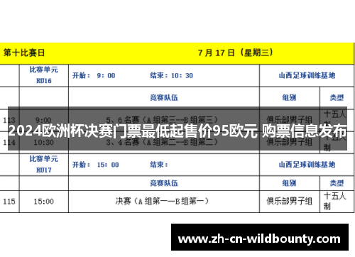 2024欧洲杯决赛门票最低起售价95欧元 购票信息发布 2024欧洲杯决赛门票最低起售价95欧元 购票信息发布